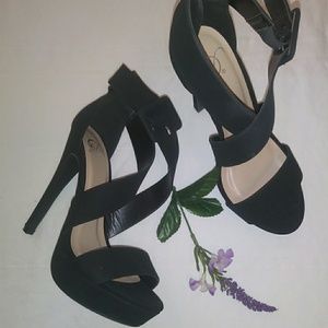 Black platform stilletos